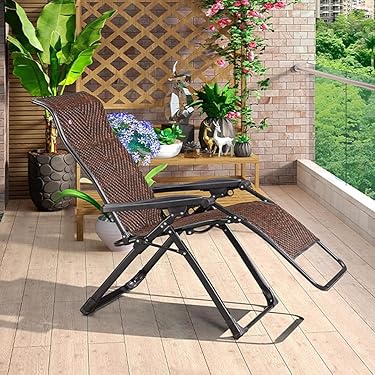 パティオリクライニングチェア高耐久屋外籐ラウンジチェアポータブル