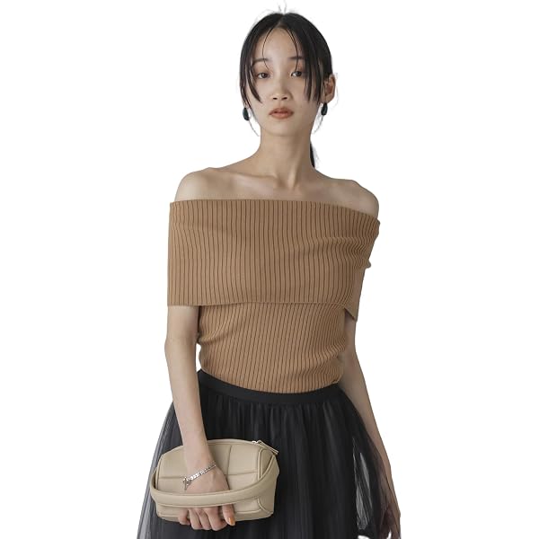 Amazon | [ナチュラルビューティーベーシック] オフショルリブニット