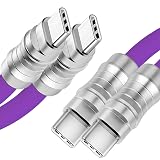 WLGQ c to c ケーブル usb-pd 100w ケーブル シリカゲル素材はより柔らかい,USB-Cインタフェースに適したデバイス 高速充電タイプc ケーブル 1m（パープル-2個入り）