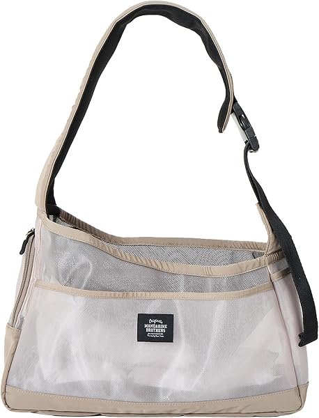 MANDARINE BROTHERS MESH SHOULDER BAG Mesh Shoulder Bag Dog Carry Bag Shoulder Bag Mesh (BEIGE, L) - 1