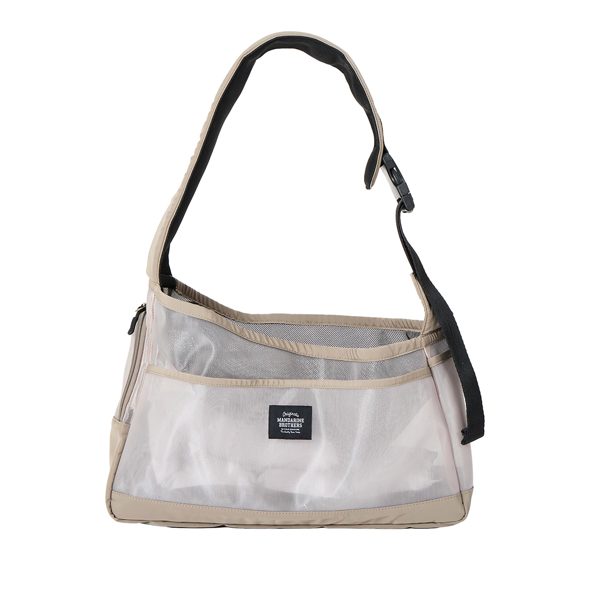 MANDARINE BROTHERS MESH SHOULDER BAG Mesh Shoulder Bag Dog Carry Bag Shoulder Bag Mesh (BEIGE, L) - 1