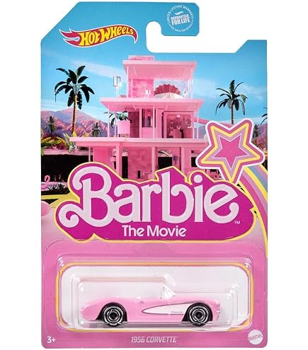 Hot Wheels 1956 Corvette – Barbie The Movie Edition, Short Card, HW Screen Time Serie