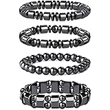 Thunaraz 4Pcs Hematite Bracelet for Men Women Reiki Healing Bangle Bracelet Energy Magnetic Tiger Eye Therapy Bracelets