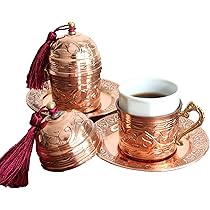 トルココーヒーカップセット★トレイ　シュガーケース　銅　トルコ製 トルココーヒーカップセット☆トレイ シュガーケース 銅 トルコ製