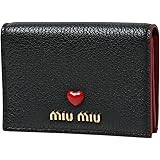 [ＥＭｉＵ] ミュウミュ マドラスレザー カードケース パスケース ロゴ ハート 名刺入れ バイカラー レディース ウカラー2色 5MC945 2BC3 (ブラック) [並行輸入品]