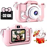 CIMELR 子供用 キッズカメラ トイカメラ1080P HD 動画カメラ 32GBメモリーカード付き2.0インチIPS 画面4倍ズームUSB充電 デュアルレンズ 子供向け録音自撮りカメラデジタルカメラ4歳 5歳 6歳 男の子女の子子供の日 誕生日プ