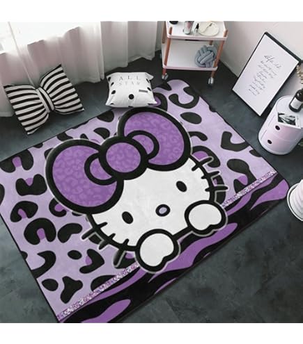 Amazon | ヒョウ柄 ハローキティ カーペット 長方形 ラグマット