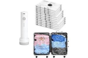 12 件装可重复使用真空储物袋，带无线电动泵，4 个大号/4 个中号/4 个小号，随身携带尺寸旅行节省空间，适用于行李、衣服、衣服、手提箱、背包