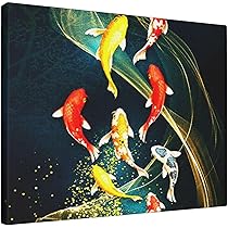絵画　壁画　飾り絵 Amazon.co.jp: アートパネル 壁掛け おしゃれ 和風 赤鯉