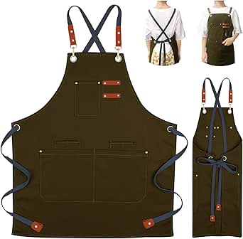Amazon Co Jp Thefoxエプロン カフェエプロン デニムエプロン ワンピース H型 女性用 男性用作業エプロン ポケット付き シワになりにくい かわいい おしゃれ アウトドア 保育士 メンズ レディース コーヒ ホーム キッチン
