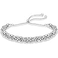 Miabella Italian 925 Sterling Silver Byzantine Bolo Bracelet for Women, Adjustable Bracelet Handmade in Italy