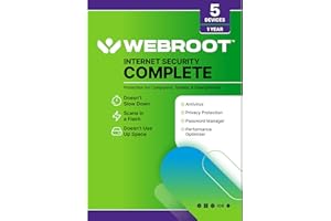 Webroot Internet Security Complete with Antivirus Protection Software | 5 Device | 1 Year Subscription | PC/Mac CD with Keycard