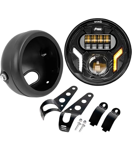 Phare Moto Rond Angel Eyes 6 Pouces LED - Universel Pour Cruiser, Chopper, Café Racer - 8