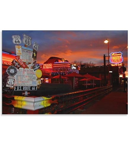 Amazon.co.jp: ルート66オートバイアートプリントポスター61 x 91 cm