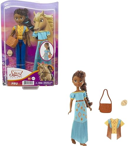 Mattel Spirit Untamed Miradero Festival Lucky Doll (7-in) with Dress, Floral Crown, Brush & Spirit Horse (8-in) with Long Mane, Floral Garland, Horse Blanket, Great Gift for Ages 3 Years Old