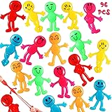 96 Pcs Stretchy Bendable Man, Assorted Colors Stretchy Toys, Stretchable Smile Figures, Treasure Box Toys for Classroom Carni