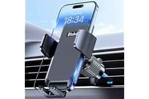 Blukar Car Phone Holder, Air Vent Car Phone Mount Cradle for Car 360° Rotation [Upgraded Ultra Stable Hook Clip] - One Button Release Function for iPhone, Galaxy All 4.0''-7.0'' Phones​