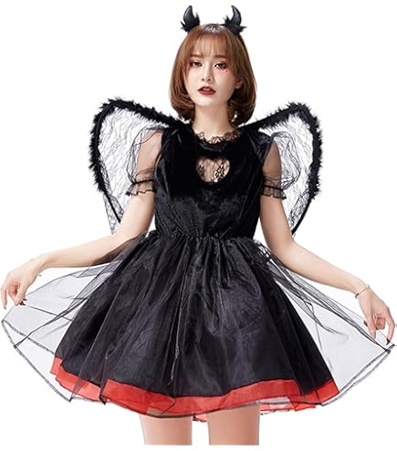 ハロウィン小悪魔デビル羽コスプレM仮装３点セットレディース翼ブラック黒　堕天使 ハロウィン小悪魔デビル羽コスプレM仮装3点セットレディース翼