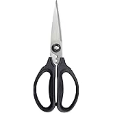 OXO Good Grips Stainless Steel Kitchen and Herb Scissors, Black | Soft Grip Handles, Stainless Steel Serrated Blades, Cuts He