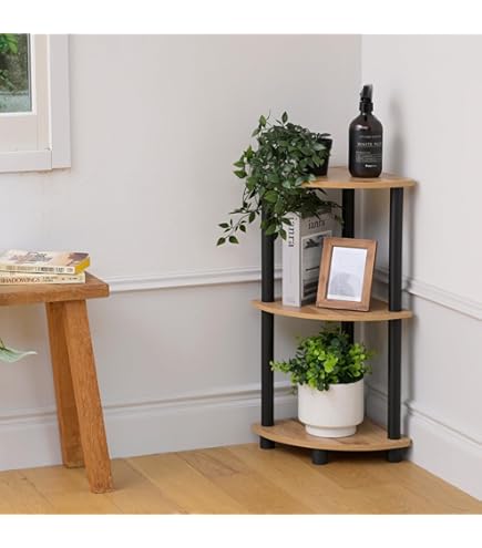 3段木製コーナーシェルフ ナチュラル　【美品】 楽天市場】角置き ラック 3段 本棚 玄関 竹 オープンラック 収納