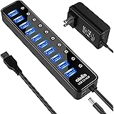 USB3.0ハブ 電源付き atolla USB ハブ 10ポート USBハブ セルフパワー/バスパワー USB Hub 5Gbps高速データ伝送 USB3.0 拡張 独立スイッチ付き 12V/2.5A ACアダプタ付き Android/Window