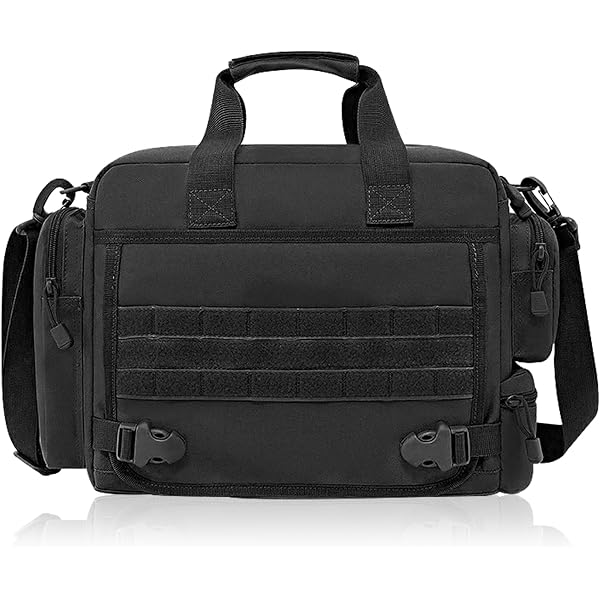 CamGo 12インチ ノートパソコン メッセンジャーバッグ 男性用 縦型 タクティカル クロスボディ ショルダーバッグ 小型 コンピューター ブリーフケース Molle ハンドバッグ, ブラック, One Size パソコン・周辺機器