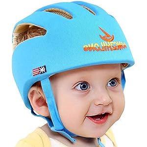 赤ちゃんヘルメット ベビーヘルメット ごっつん防止 360°頭を守る 通気性抜群 超軽量 綿100% 洗える ブルー