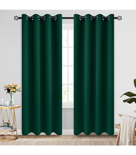 Amazon｜Deeproveダークエメラルドグリーンレースシアーカーテン長さ84