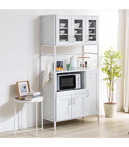 Amazon | ホワイト食器棚【パスタキッチンボード】（幅90cm×高さ180cm