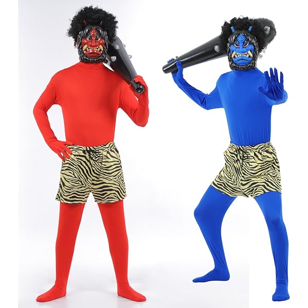 Amazon.co.jp: [SVNVIOZ] 節分 赤鬼 青鬼 コスプレ 6点セット お面＊2