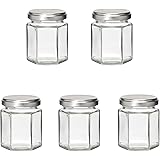 BottleFactory エスジェー100ST(6角) 100ml 53RTS-DシルバーCap 5本セット ジャム瓶 ガラス瓶 保存瓶