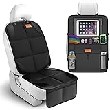 [Smart eLf] 1680Dチャイルドシートマット保護マット キックガード カバー 2点セット車用座席保護シート 収納ポケット付き