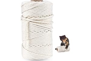 Yangbaga キャットタワーロープ6mm白綿縄 爪研ぎ 爪とぎ用 猫タワー キャットウォーク キャットタワー用 キャットクライミングフレームの修理の代替品 手作り DIY 園芸（100M）