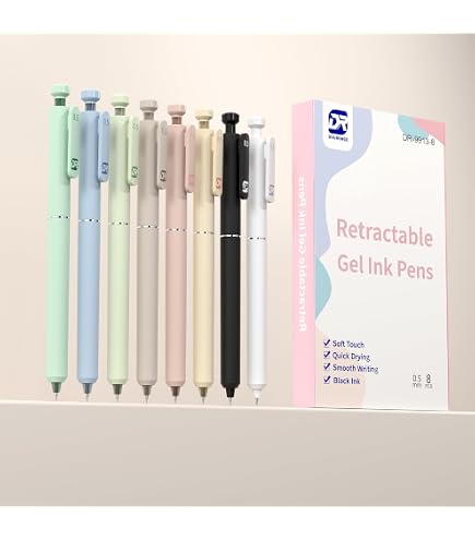DR DOURONGE 12-Pack Gel Pens – 0.5mm Fine Point, Black Ink, Smooth Writing, Smudge-Free For Journaling & Notes