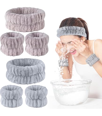 Amazon.co.jp: 6点セットヘアバンド 洗顔、吸水リストバンド、洗顔