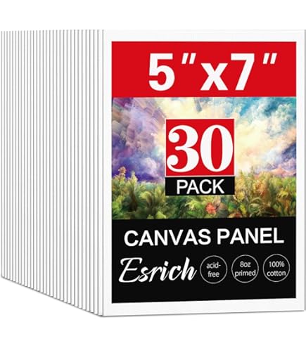 5x7 Painting Surfaces CONDA Canvas Panels 5x7 Inch - 14 Black & 12 ...