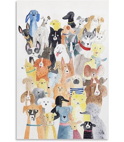 Amazon.co.jp: アートポスター 犬 イヌ いぬ イラスト 北欧 韓国 絵画