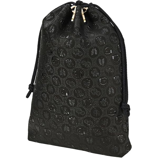 Amazon.co.jp: [印傳屋] 印伝 230合切袋 巾着袋 マチ付 鹿革 黒地×黒漆