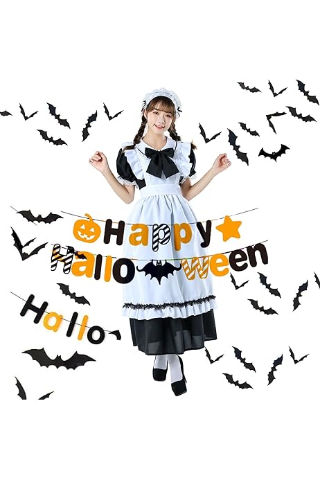 Amazon.co.jp: ハロウィン コスプレ メイド服 レディス ロング 長袖 