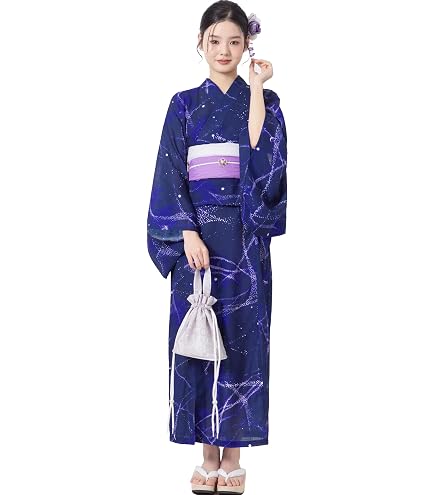 Amazon.co.jp: Dita 浴衣 涼風の藍紺牡丹 8点セット げ不可 : ファッション