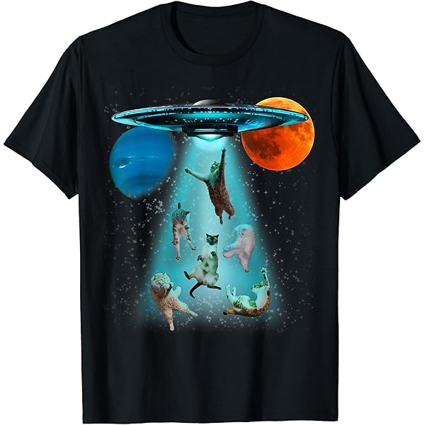 Amazon | 宇宙船 牛 宇宙人 誘拐 Tシャツ | Tシャツ・カットソー