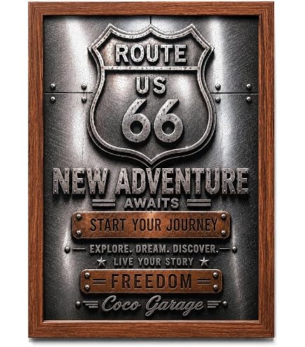 Amazon｜インテリアポスター ヴィンテージ アメリカン ルート 66 ROUTE