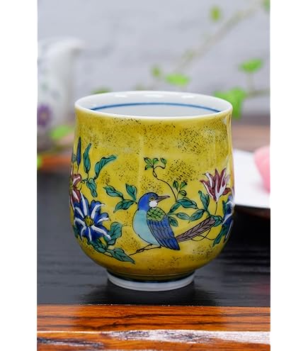 Amazon | 中村陶志人 九谷焼 湯呑み 雪二雀図 T-242 JAPAN KUTANI