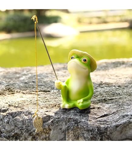 Amazon.co.jp: Queemie® 面白い釣りカエルの像 2個 マスコット 動物