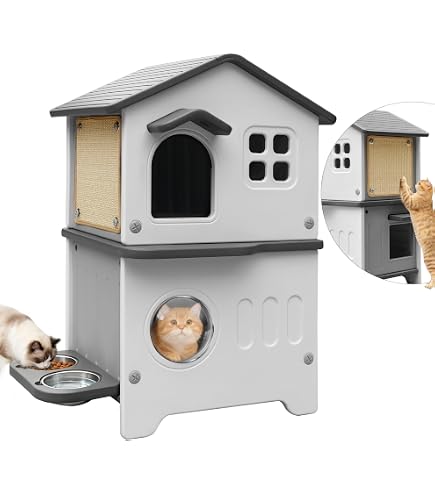 Amazon.co.jp: 猫 ハウス 屋外用 防水 防寒 キャットハウス 2階建て