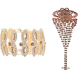 Efulgenz Rhinestone Crystal Hand Chain Finger Ring Bracelet Slave Chain Link Harness Bracelet for Women Girls Brides Bridesma