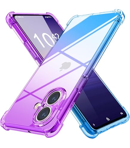 iPhone グラデーション紫 本体 強化ガラス電話ケース,グラデーションパターン,黒,紫,iPhone 16