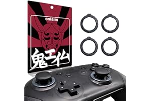 鬼エイム 八角リング スティック 八角化 Switch プロコン用 GCコン化 斜め入力 精度向上 八角形 ゲート 簡単取付 エッジタイプ×2枚 ラウンドタイプ×2枚 計4枚 (カーボンシャドウブラック)