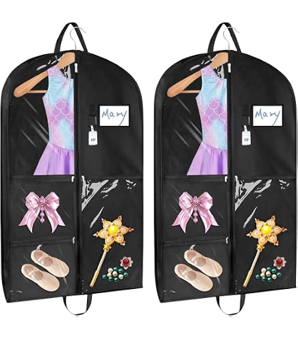 Stepstall Clear PVC Garment Bag With Pockets - 40" X 24" Dance Costume Bag, Set Of 3, Breathable & Waterproof - View #4