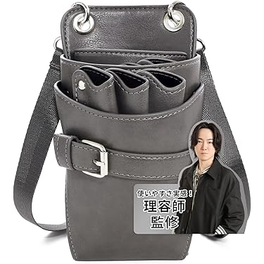 uka　牛革ブラック、ハラコカウの大容量蓋付きシザーケース uka様専用 牛革ブラック、ハラコカウの大容量蓋付きシザーケース